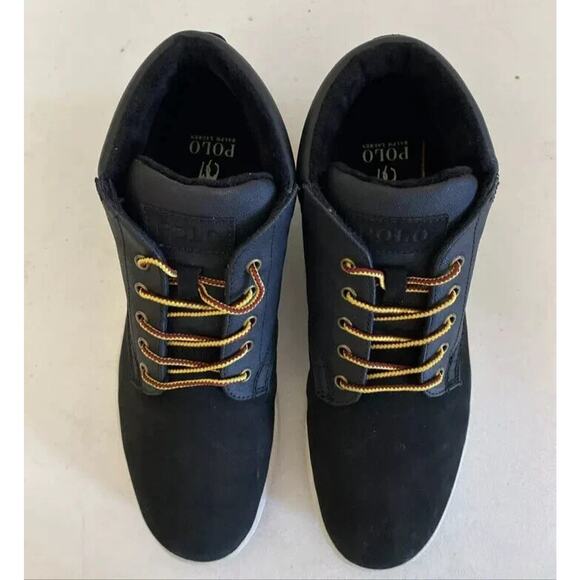 Polo Ralph Lauren Mens Black Shrunken Nubuck & Canvas Sneaker Boot Choose Size main image 5